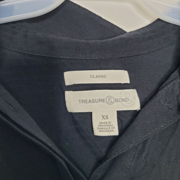 TREASURE & BOND Classic black button front lightweight timeless shirt xs - Picture 5 of 9